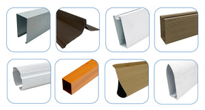 室内装饰木纹铝假挡板天花板条线性材料金属铝瓦拉伸天花板 - Product Image 3