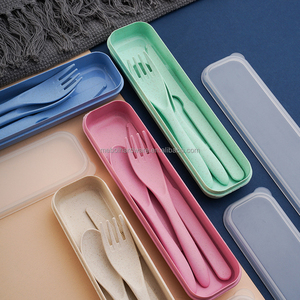 Competitive Portable <strong>PP</strong> or Wheatstraw Camping Picnic Cutery Set <strong>Flatware</strong> Kitchenware Outdoor Knife Fork Spoon Set with Box - Product Image 4