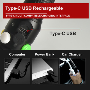 Profesyonel demiryolu tren feneri su geçirmez tip-c USB şarj 9 modu süper parlak LED beyaz sarı kırmızı yeşil flaş ışığı - Product Image 3