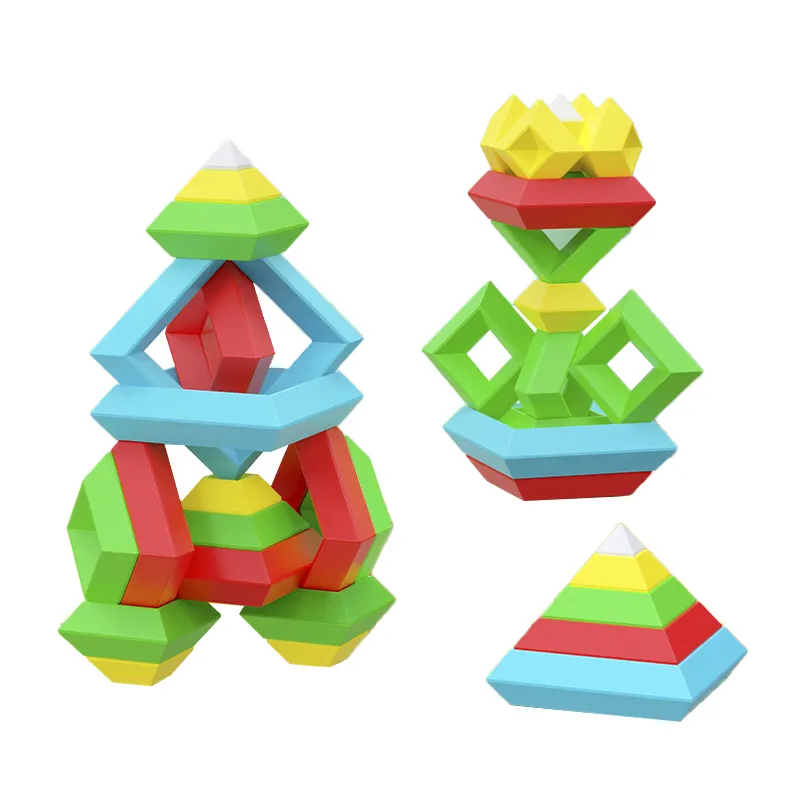 Sengso 피라미드 블록 DIY 빌딩 블록 스트레스 해소 장난감 아이들을위한 피젯 퍼즐 게임 장난감