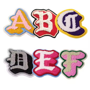 刺繍タオルカスタムラウンドシェイプシェニールパッチアイアンオンレターパッチタオルアップリケスマイルシェニールパッチ - Product Image 3