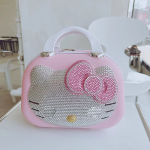 2024 New Kt Cat Portable Storage Box Travel Home Cosmetic Box <strong>Small</strong> Suitcase Light and Cute 3D Pattern Zipper Mini Suitcase - Product Image 3