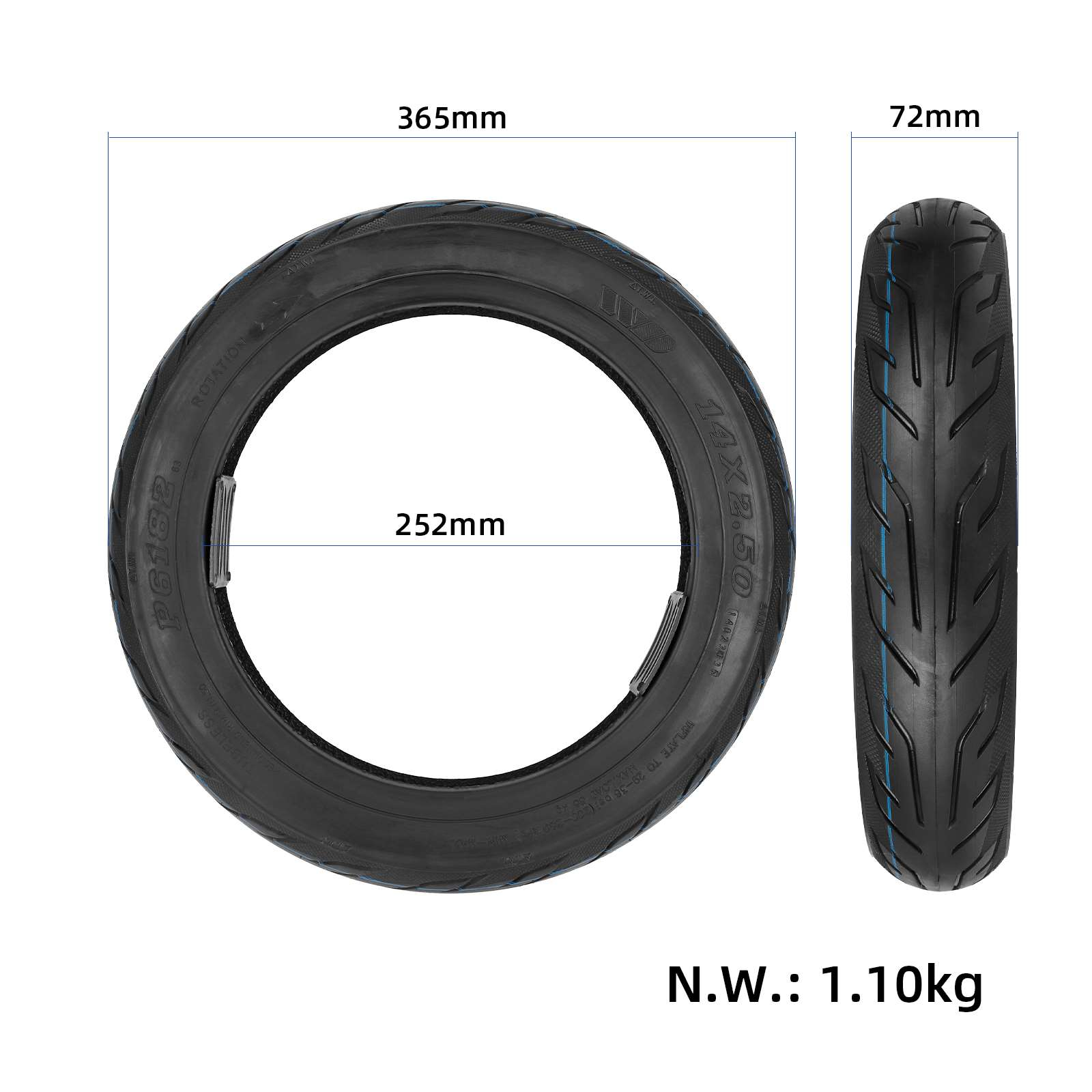 14*2.50 Wanda Tubeless Tire