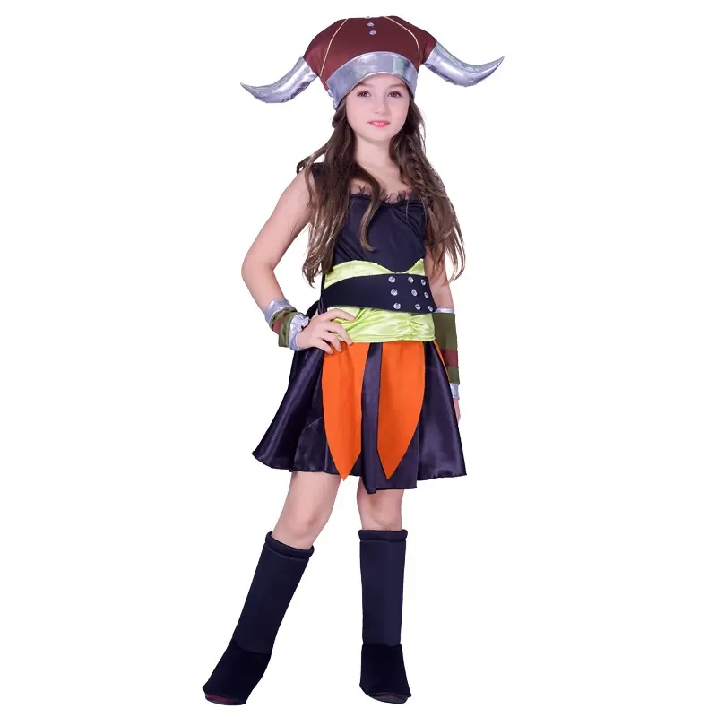 Halloween Party Cosplay Wikinger Krieger Kostüm Coole Mädchen Wikinger Krieger Kostüm