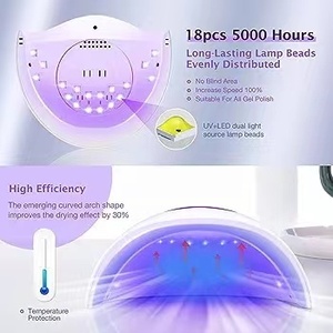 72W UV LED Nail Lamp Light Dryer per smalto Gel per unghie con 18 perline 3 impostazioni Timer e schermo LCD Touch Display, sensore automatico - Product Image 2