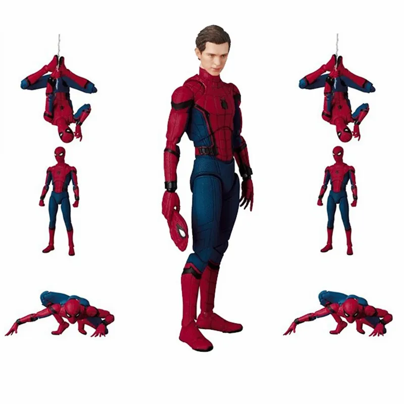 Alta calidad 15CM Spider Man juguetes Tom Holland PVC figura de acción Spiderman colección juguete con boxHot