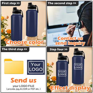 Tùy chỉnh chai nước 32oz sơn tĩnh điện màu xanh đậm du lịch Mug thép không gỉ 1L thể thao chai nước xách tay cốc ngoài trời - Product Image 6