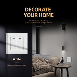 Interruttori a parete e prese interruttori elettrici a pulsante moderni montati a parete 2 Gang 1 Way interruttore della luce a 2 vie con LED - Product Image 3