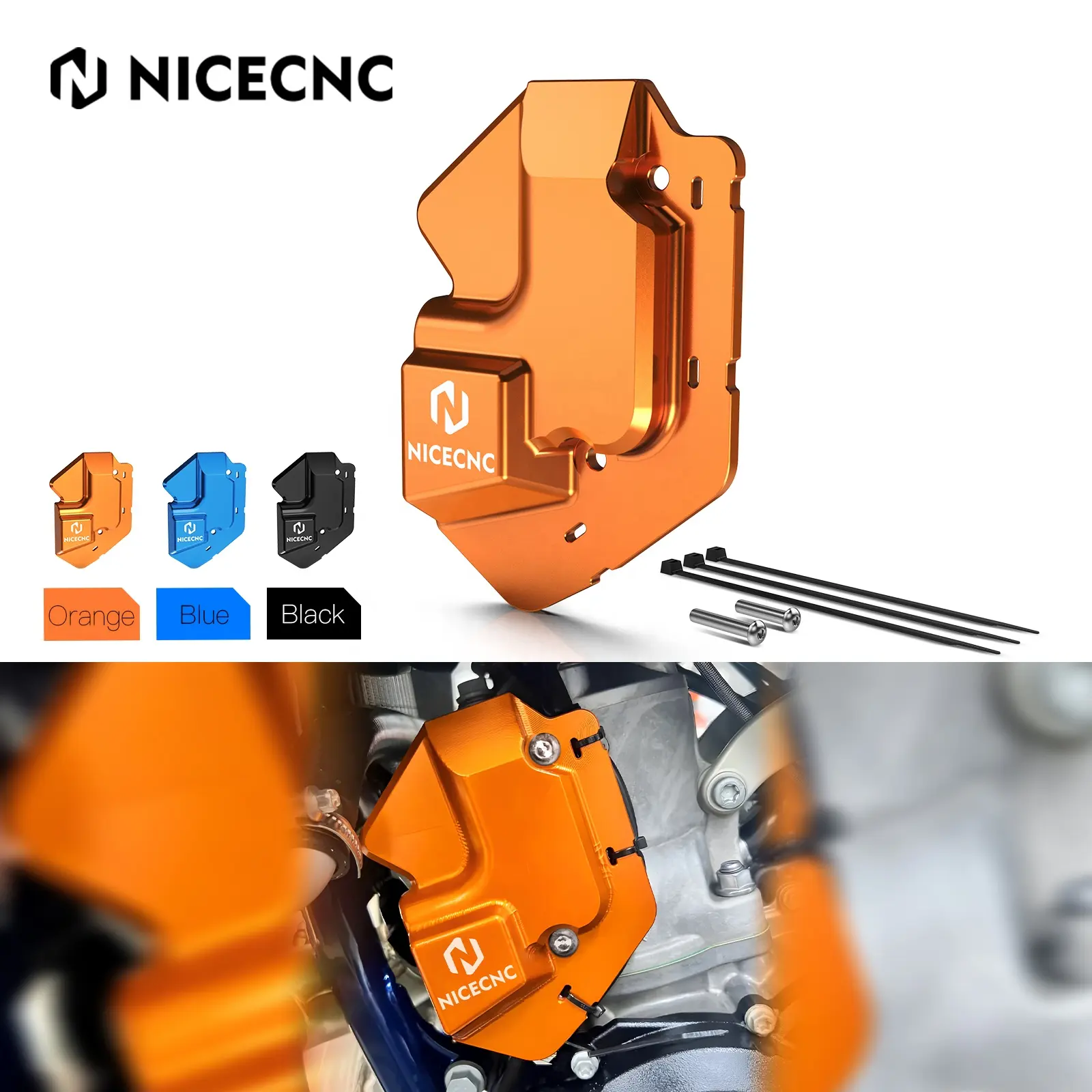 NiceCNC penutup katup daya kiri 2 tak aluminium penjaga untuk KTM 125 250 300 SX XC 125SX 300XC 250SX 2023-2024