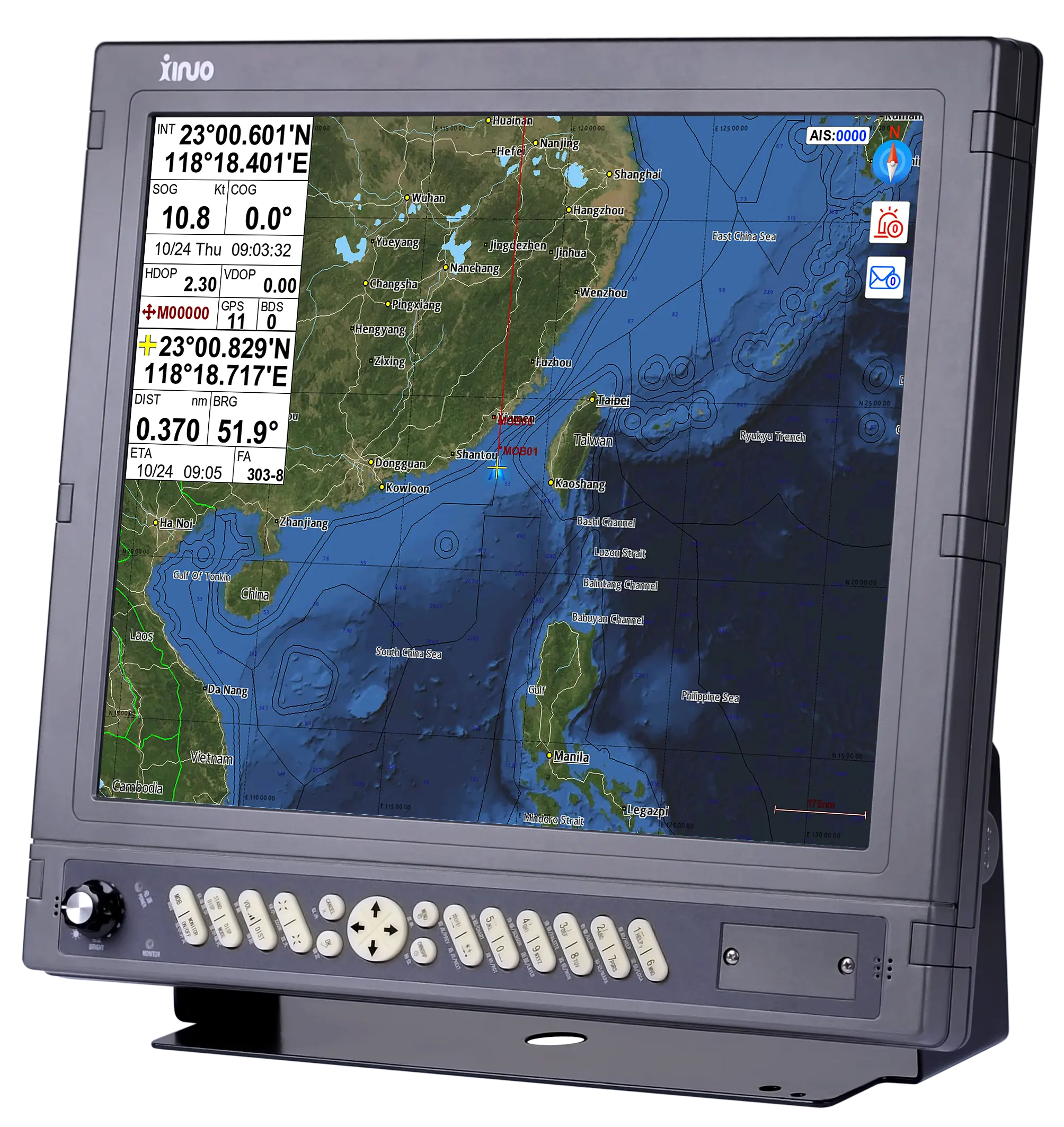 Desempenho estável marinho GNSS GPS gráfico plotter XINUO GN-150 série GN-1517 17 "monitor LCD TFT CE IMO CCS NMEA0183 interfaces