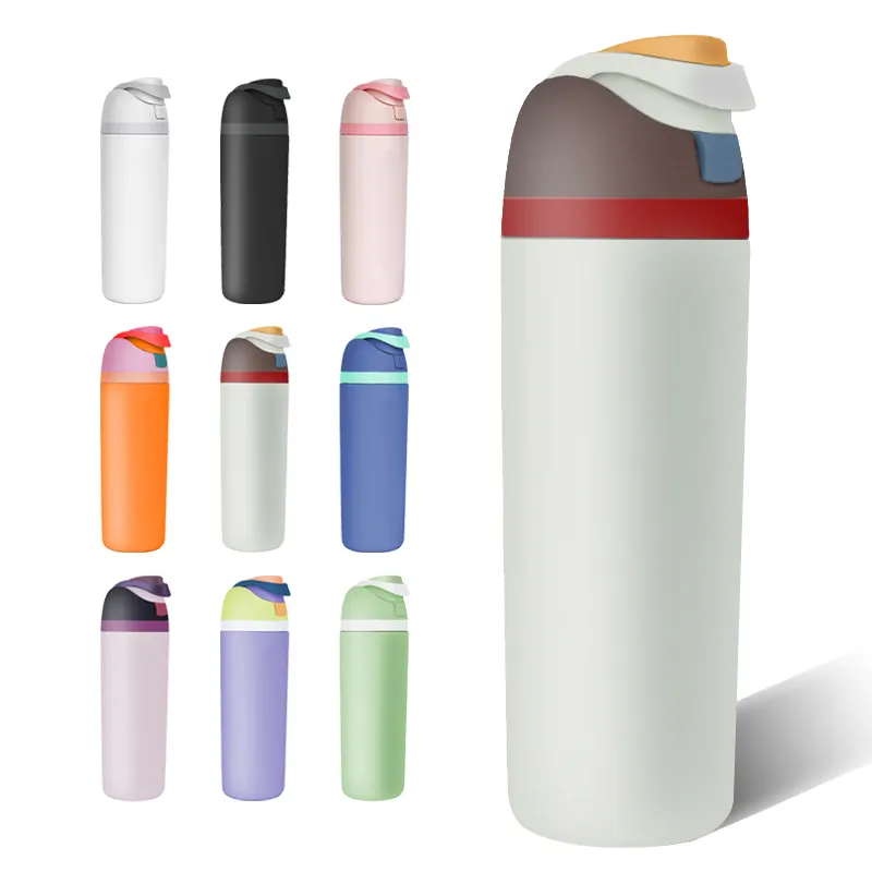 Yeni trend BPA ücretsiz spor su şişesi seyahat vakum için saman ile yalıtımlı matara 316 paslanmaz çelik su şişesi