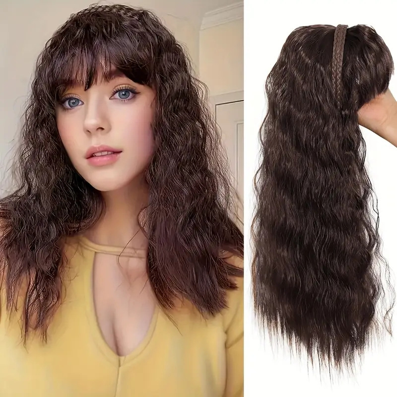 Doppia treccia fascia per capelli corn baffo blocco di ricambio marrone scuro
