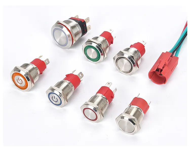 CQC/TUV 12mm/16mm/19mm/22mm/25mm/28mm/30mm ON OFF button metal push button with connector led push button light