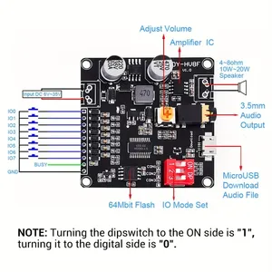 20W Hochleistungs-Soundkarte-DC 12V/24V, Mono 8Ohm Unterstützung, MP3/WAV-Wiedergabe, DIY-Soundsystem | Modernes Sound modul - Product Image 4