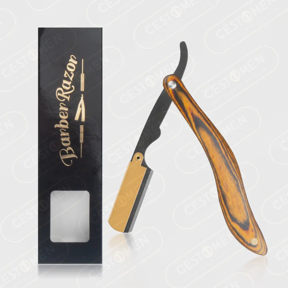 Manico in legno ondulato manuale affilato professionale in legno Barber Edge Razor Salon Quality Cut gola Shavette rasoio dritto per uomo