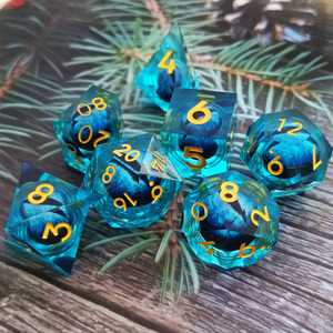 Chất Lượng Cao Đa Diện Màu Xanh Rõ Ràng Nhựa Xúc Xắc Đặt Bàn Hội Đồng Quản Trị Trò Chơi Xúc Xắc Phụ Kiện Dnd Nhựa Lỏng Lõi Xúc Xắc Bộ - Product Image 6