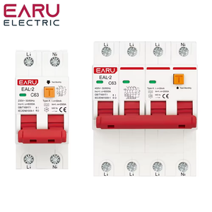 AC 230V 400V a tipo RCBO RCCB MCB Disyuntor de corriente Residual electrónico sobre corriente corta 30mA protección contra fugas EAL-2-A - Product Image 1