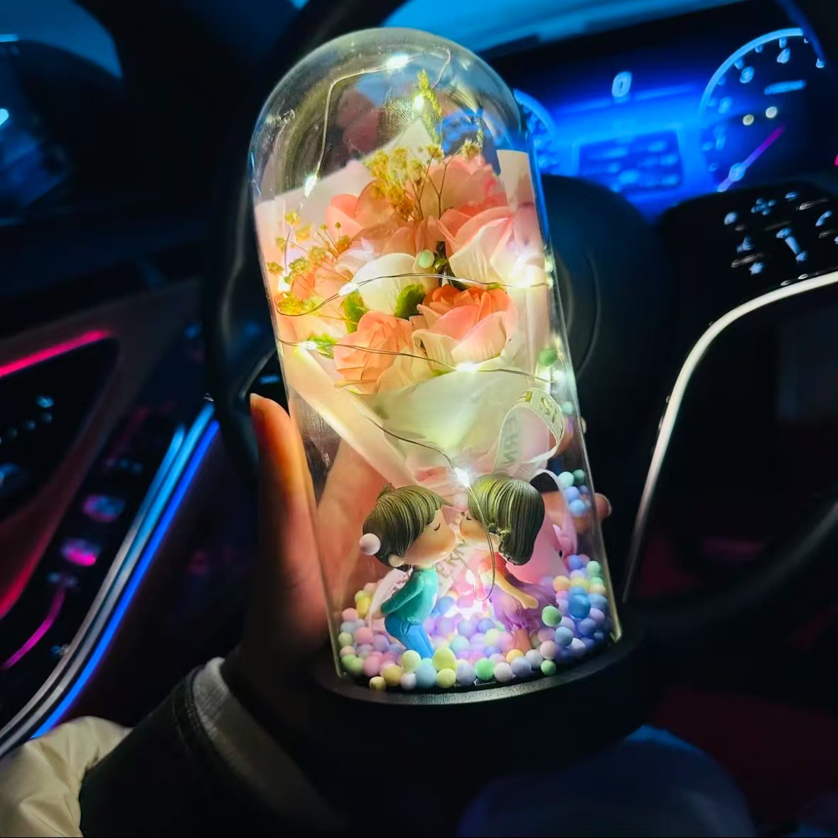 lychee powder + glass cover + gift bag + battery greeting card