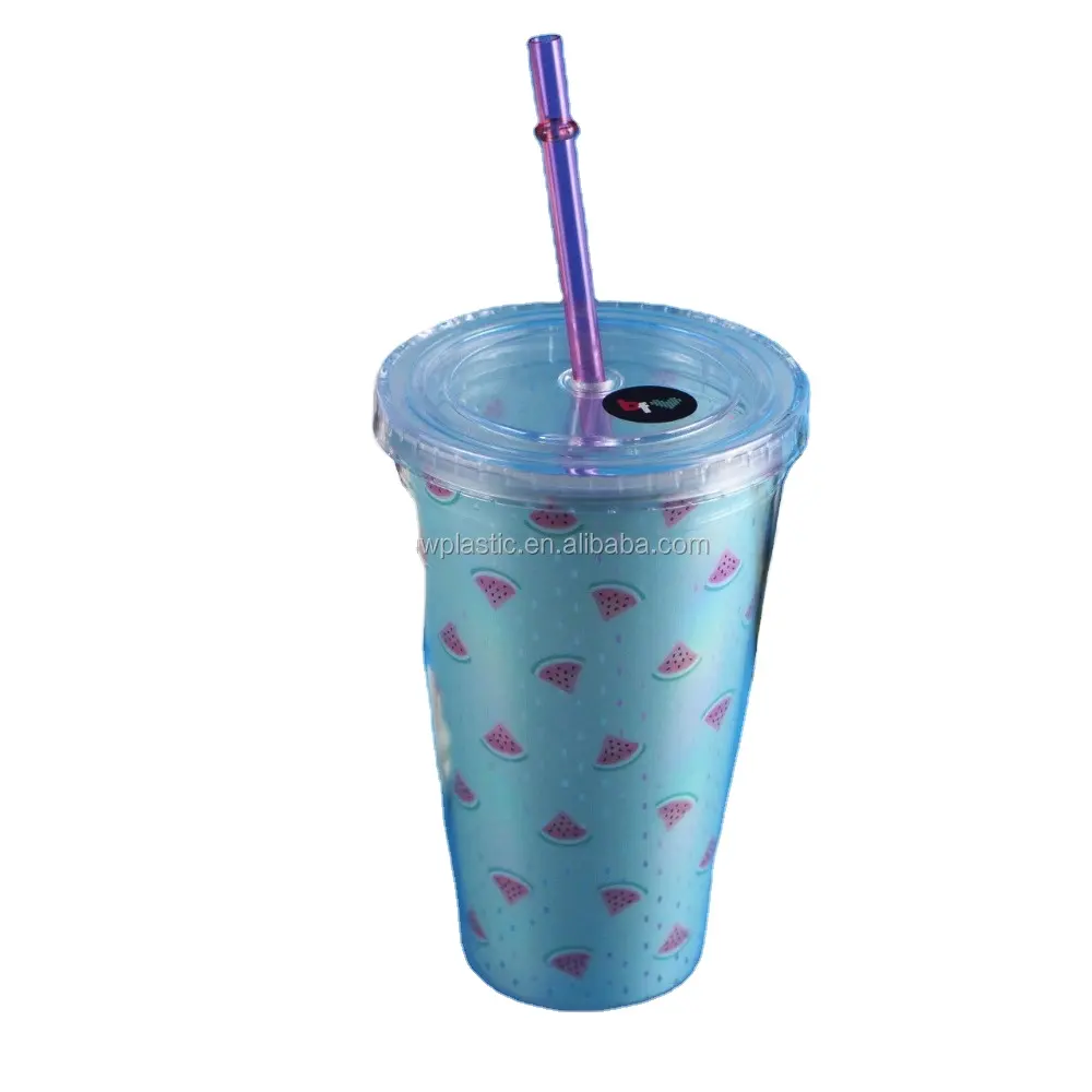 16oz. Plastic Straw Cup with Paper insert,Gift cup for valentine's day