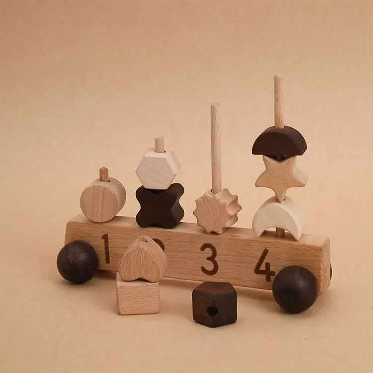 Montessori-Mini coche de juguete de madera para niños, rompecabezas, juegos digitales para niños, juguetes educativos de matemáticas