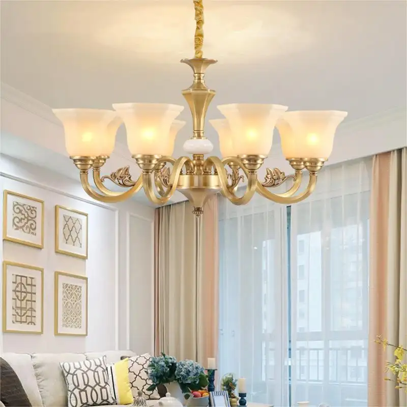 Retro Vintage Design American Design Große klassische Luxus Kupfer Kronleuchter für Wohnzimmer