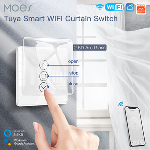 バックライトスイッチ付きローラーブラインドシャッター用WiFiRF433スマート2.5Dアークガラスタッチパネルカーテンスイッチ - Product Image 2
