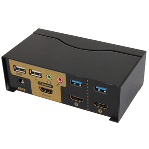 Conmutador VCOM 4K HDMI KVM para computadora dual que se conecta a 1 botón de monitor Control de teclas de acceso rápido Conmutador USB HDMI
