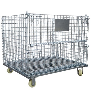 <strong>Stackable</strong> Collapsible <strong>Wire</strong> <strong>Mesh</strong> Warehouse Storage Container <strong>Wire</strong> <strong>Mesh</strong> Cages - Product Image 2