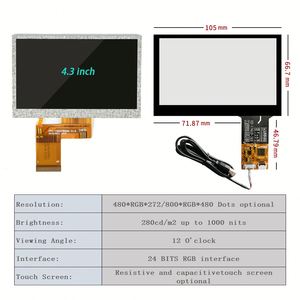 OEM ad alta risoluzione 3.5 4.3 5 6 7 8 9 10.1 pollici Touch Screen capacitivo Tft modulo Lcd Display - Product Image 1