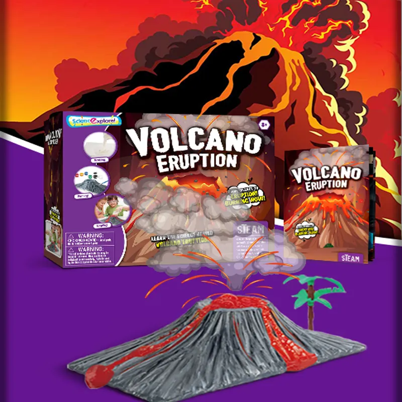 Volcán de juguete para niños, juego de exploración de ciencia, kit de ciencia para experimentos súper reales, para estudiar y jugar