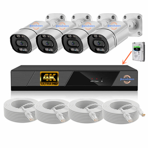 Jianvision ระบบกล้อง4CH IP PoE ความละเอียด8MP มองเห็นกลางคืน NVR ในร่ม/กลางแจ้งใช้ฮาร์ดไดรฟ์ชนิดกระสุนจัดเก็บข้อมูลแบบคลาวด์