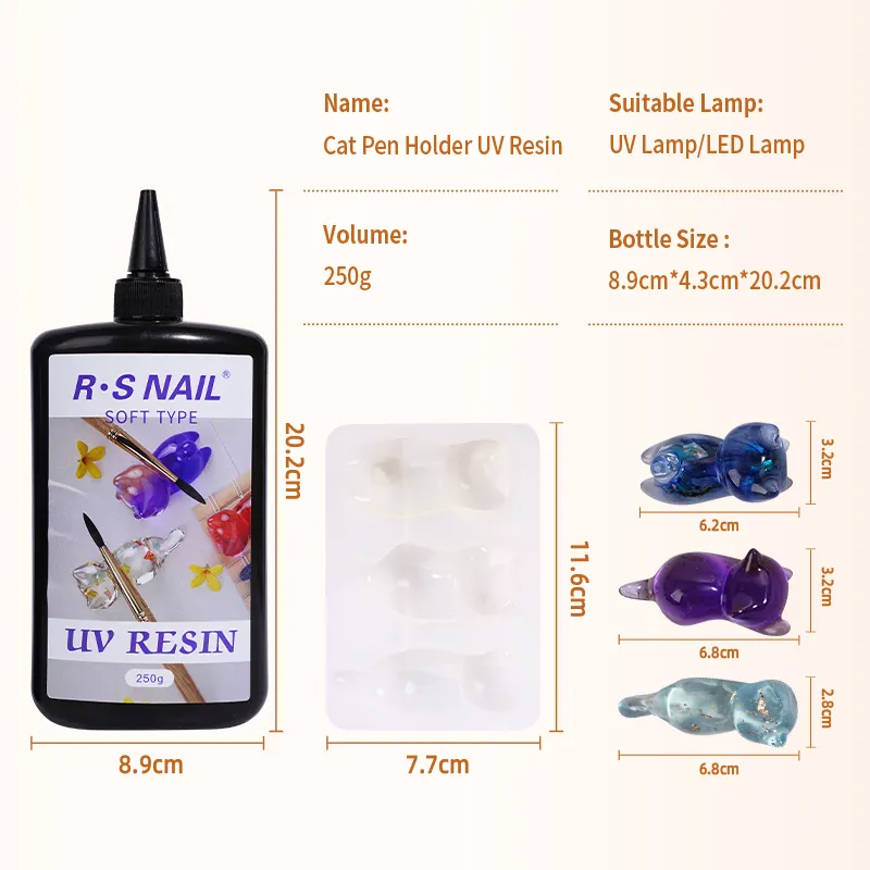 Pemegang pena kucing kustom OEM pabrik lem UV kualitas tinggi Resin UV lunak