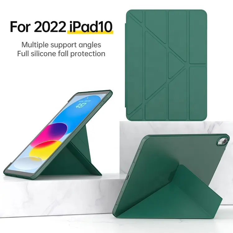 PU 가죽 안티 드롭 멀티 접이식 강한 마그네틱 가죽 플립 스마트 케이스 iPad 10 세대 케이스 10.9 인치 2022 케이스