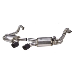 Modified Exhaust Pipe System with Vacuum <strong>Valve</strong> Control Carbon Fiber <strong>Tips</strong> for Porsche Cayman - Product Image 1