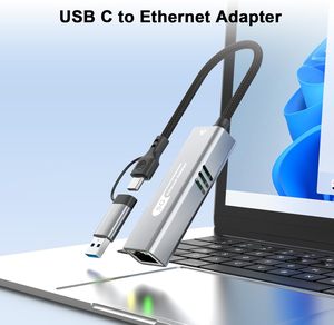 2 in 1 tip c ve USB a 3.1 RJ45 adaptör tipi C ağ dönüştürücü Windows 10/11 Mac OS için, iPhone 16 15 Pro Max iPad için - Product Image 3