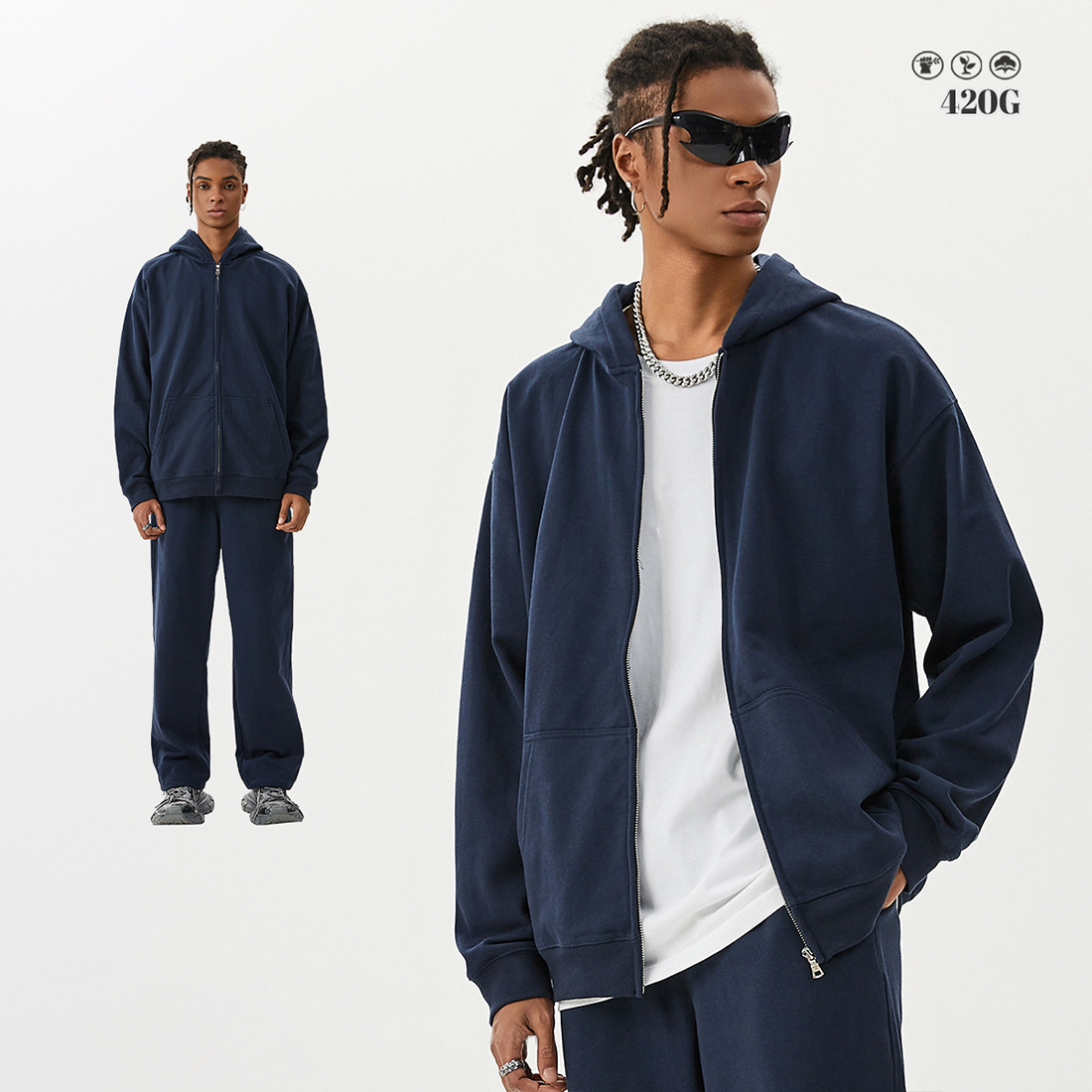 Navy zip up hoodie