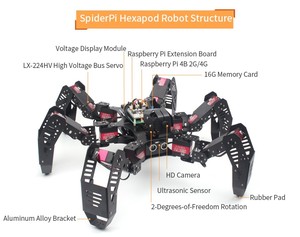 Hiwonder SpiderPi, паровое программирование, Hexapod Robot, работает на Raspberry Pi в 2020 году