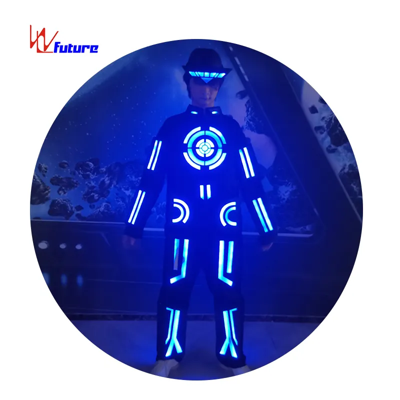 Ladypting trajes de baile luminosos de cuerpo completo, danza luminosa eléctrica, Robot luminoso LED algodón niños negro 1 pieza