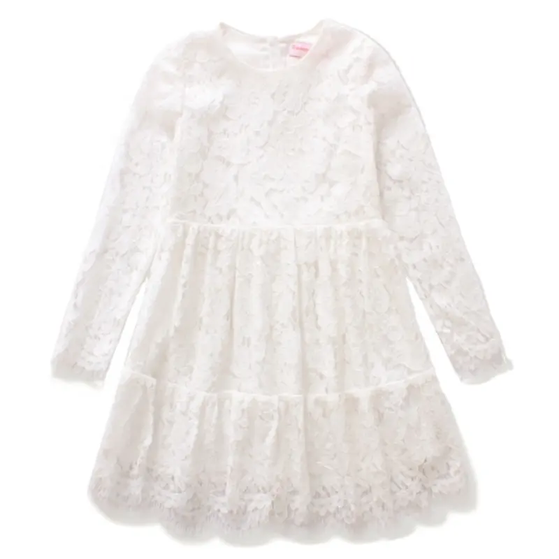 Sıcak satış giyim üreticileri özel küçük kızlar beyaz dantel zarif ck bebek çocuk butik doğum günü partisi elbisesi giyim