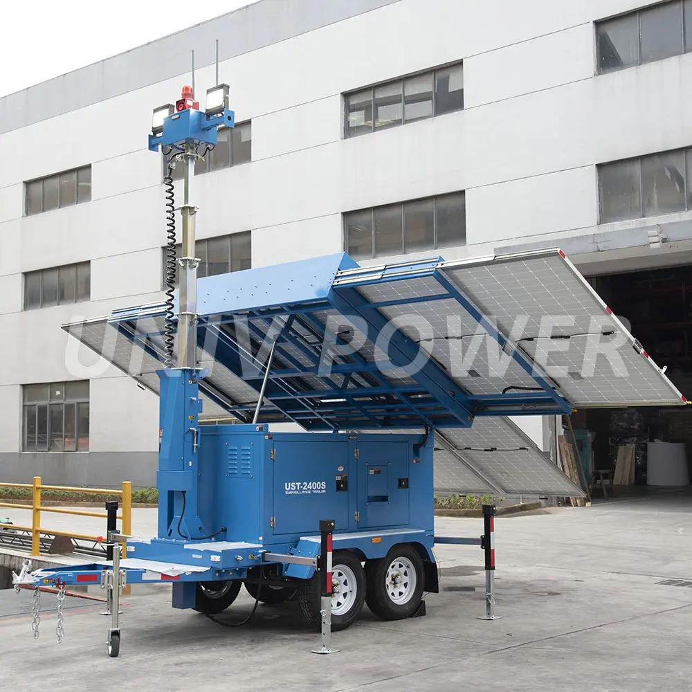 Large capacity solar light tower for construction and mining