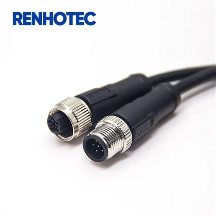 6-Pin M12 Aviation Cable C Code Male to Female Straight Solder Connector Double Ended with 0.5M AWG22