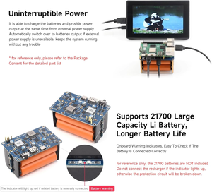 Aismartlink WAVESHARE UPS HAT (E), Compatible con Raspberry Pi 5/4B/3B +, carga rápida bidireccional, salida de 5V 6A - Product Image 5