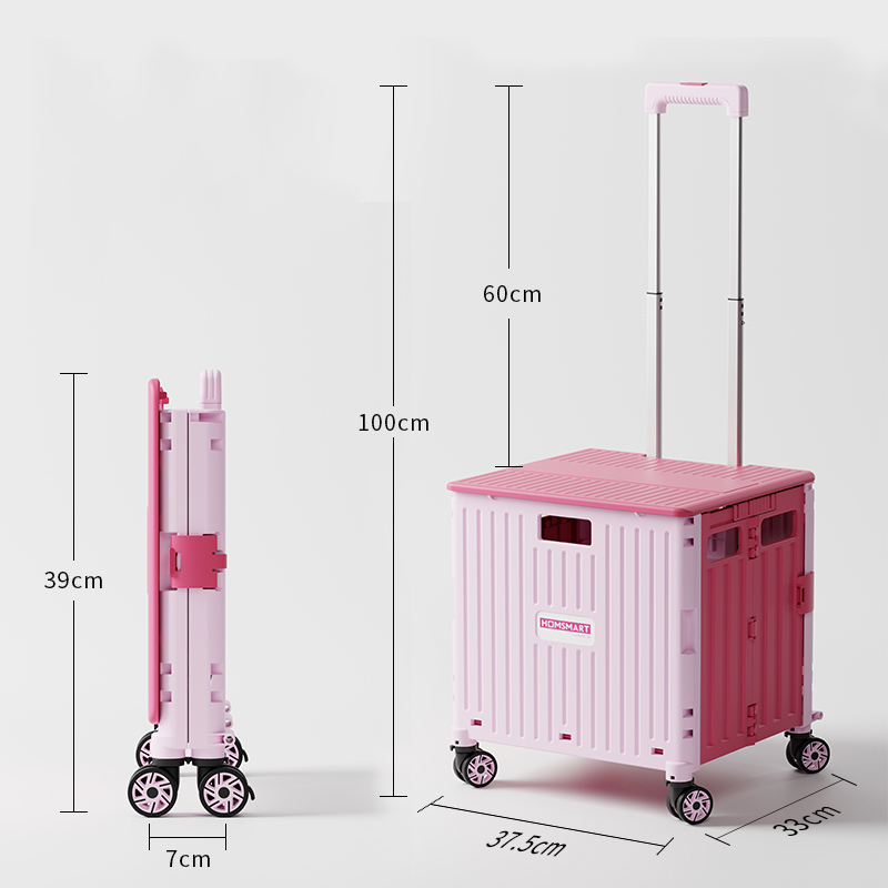 45L rose avec roue universelle