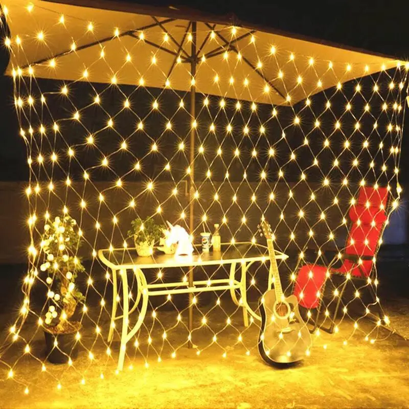 Guirnalda de luces LED de malla de 2x2M, 3x2M, 6x4M, decoración impermeable, cortina de ventana, iluminación de pared decorativa para fiesta de boda