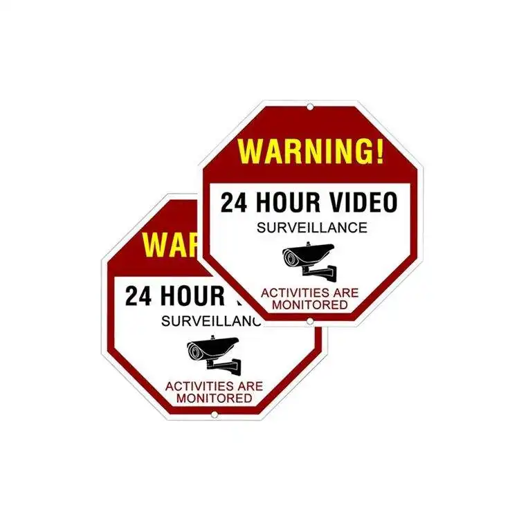 Best Sales Metal 24 Stunden Video überwachung Warnung Sicherheits schild mit benutzer definierten Farbe