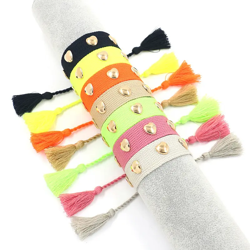 koreanische version des neuen liebes-geformten karierten armband, kreative und modische handgewebte quaste-armband