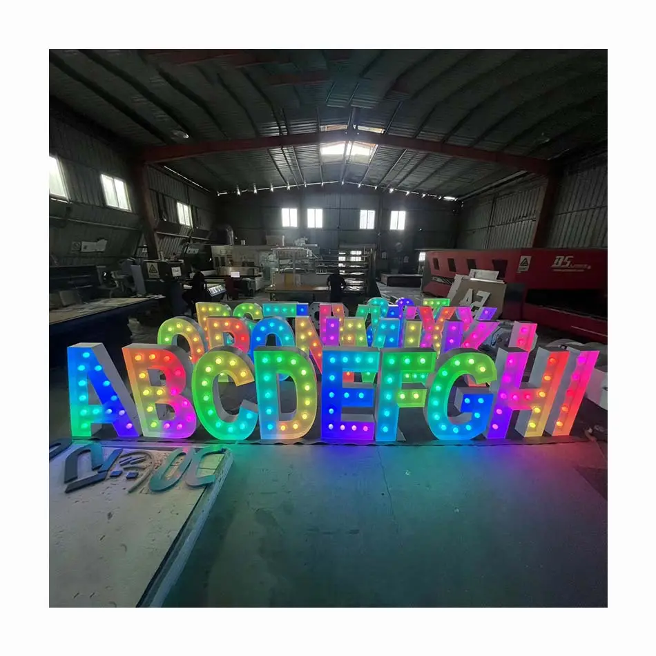 Fabricante Personalizado 3ft/4ft/5ft Grande Gigante Ilumina Letras RGB LED Marquee Números Light up Letters Decoração do casamento