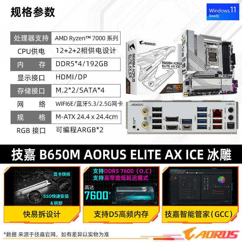 B650M AORUS ELITE AX D5 GLACE