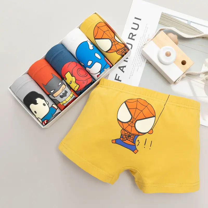 Bóxer de algodón para niños pequeños, ropa interior personalizada con dibujos animados