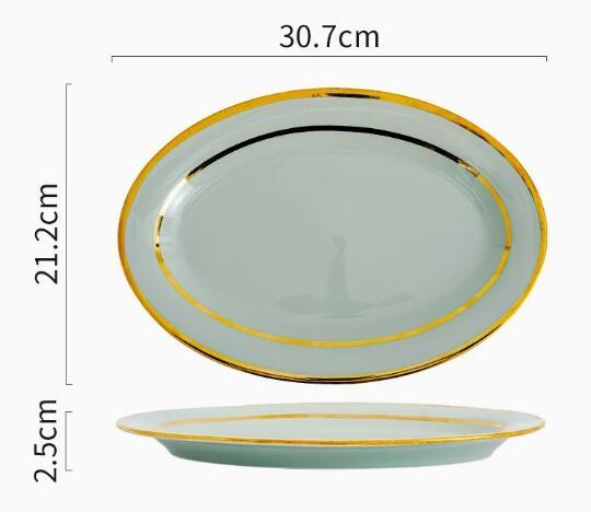 assiette ovale verte de 12 pouces